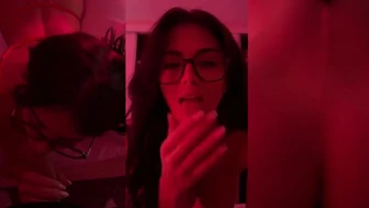 Emily Black Sucks Cock In Neon Glow Before Pussy Finish