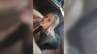 Gorgeous She sucks off her husband while he’s at work