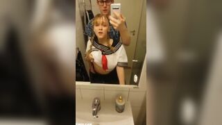 Hot Little busty sailor girlfriend banged in the bathroom