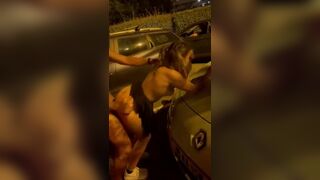 Gorgeous french couple caught fucking in the parking lot