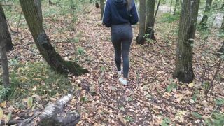 During a walk in the woods, a couple felt like having porn