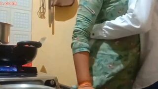 The boobs of the wife cooking the food and the chubby husband presses hard
 Indian Video