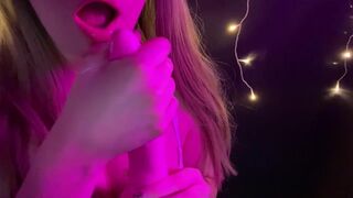 Peachy Whispering ASMR Dildo Sucking Video