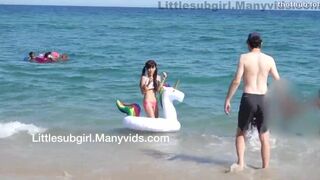 Littlesubgirl Cute Asian Baby Flash Her Boobs On The Beach To A Random Guy Video