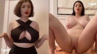 Gorgeous Curvy Babe With Huge Boobs Dancing and riding a Dildo Video