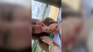 Nathalia Ramonny Curvy Babe Gives A Deep Blowjob AT Public Beach