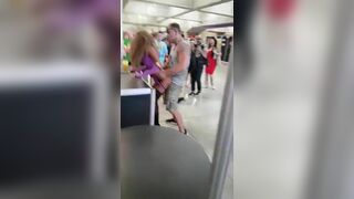 Curly Haired Ebony Model Gets Fucked At Airport