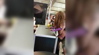 Curly Haired Ebony Model Gets Fucked At Airport