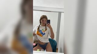 Horny Sexy Pretty Babe Reveals Her Cute Tits Mirror Selfie Cam Video