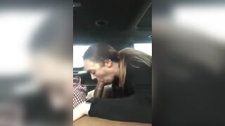 Hot Milf Gives Deepthroat Blowjob in Car Video