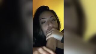 Black Haired Babe Sucking a Big Fat Cock Video