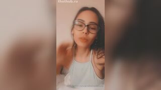 andreina deluxe in glasses teasing