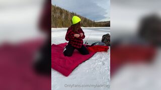 Myla Del Rey Horny Babe with Big tits went to Ice Fishing and Masturbate Onlyfans Video