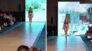 Sexy Blonde Model Cat Walking Scene Video