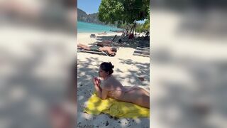 Korean Slut Chilling On The Beach Teasing Video