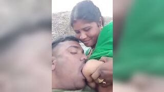 The brother-in-law, after drinking milk of sister-in-law, made her sit on his cock in the field.
 Indian Video