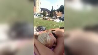 Sexy young nipslip sunbathing in the park