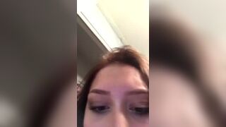 Gorgeous young teasing her boobs on periscope