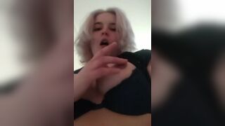 Sexy short haired girl on periscope teasing her titties