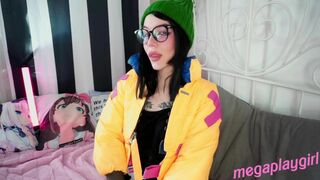 Killjoy from Valorant cosplayer sucks dildo and gives POV blowjob