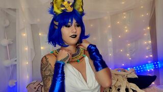 Amateur Ankha from Animal Crossing Cosplay Solo Slut Fucking Her Own Holes