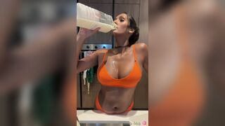 Nina-lea Sexy Girl Drinking milk Teasing Video