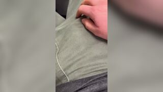 Thrilled Guy Touches His Hard Dick On Pants In Public Video