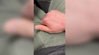 Thrilled Guy Touches His Hard Dick On Pants In Public Video