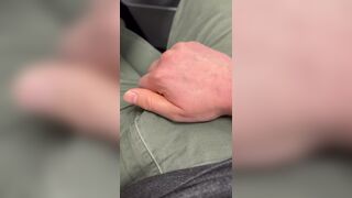 Thrilled Guy Touches His Hard Dick On Pants In Public Video