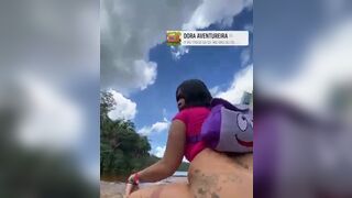 Miaumiaucaralho Naughty Asian in Dora Cosplay Bouncing on a Cock at Outdoor Video