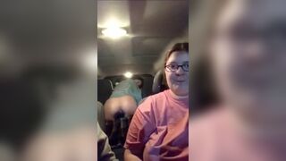 Hot young flashing her juicy pussy in the car